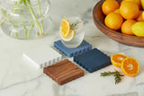 Scalloped Wood Coasters, Square, Maritime Colors, Set of 4