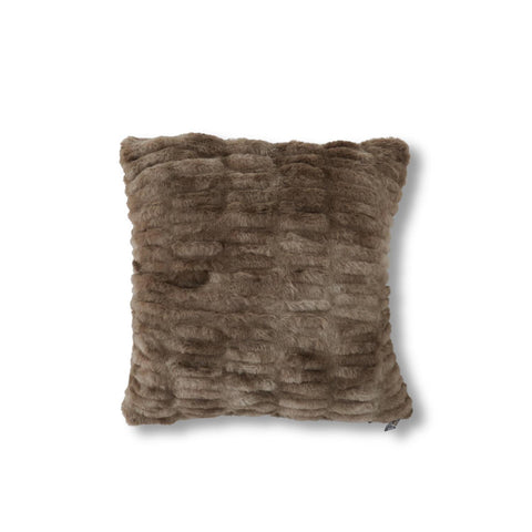18 Inch Brown Ribbed Vegan Fur Pillow