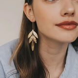 Chameli Leaf Gold Chandelier Dangle Earrings