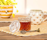 Abbott - Honeycomb Jar with Bee on Sealed Lid-5"H