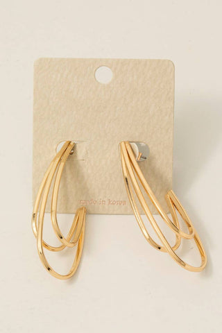 Layered Metallic Oval Hoop Earrings