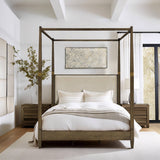 Upholstered Headboard Canopy Bed Brown, Queen *