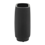 Black 8 in. Ceramic Novelty Modern Oval Ridged Vase