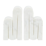 Bookends- White Marble Geometric Swirly, 6 in.