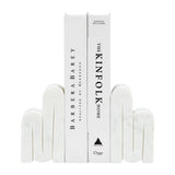 Bookends- White Marble Geometric Swirly, 6 in.