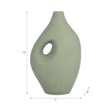 Ceramic Open Center Nomadic Handle Vase - Dark Sage, 12 in.