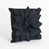 Black 3D Petal Flower 17" Throw Pillow