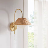 Rattan Weave Gold Plug-in Wall Scone Light