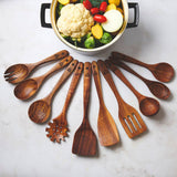 10 pcs Wooden Spoons for Cooking, Wooden Cooking Utensils