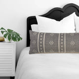 Embroidered Gray and Cream Throw Pillow