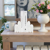 Bookends- White Marble Geometric Swirly, 6 in.