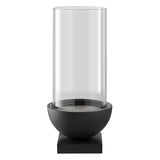 Modern Black Metal Bold Pedestal Glass Pillar Candle Holder