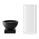 Modern Black Metal Bold Pedestal Glass Pillar Candle Holder