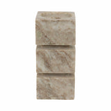 Candle Holder - Ivory Marble Stacked Cubes Pillar, 8 in.