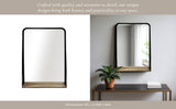 Metal Glass Integrated Shelf Wall Mirror - Black, 30 in.
