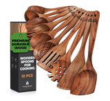 10 pcs Wooden Spoons for Cooking, Wooden Cooking Utensils