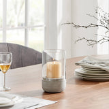 Modern Cool Gray Cement Base Glass Pillar Candle Holder
