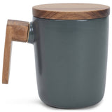 Japanese Style Grey 12oz Mug With Coaster Lid