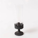 Candle Holder - Dark Pedestal Base, Glass Cylinder