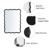 Solid Wood Wavy Rectangle Mirror for Home Decor