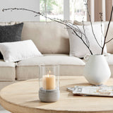 Modern Cool Gray Cement Base Glass Pillar Candle Holder
