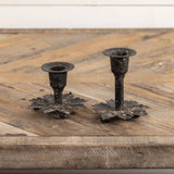3.75" RUSTIC LEAF TAPER CANDLE HOLDER