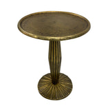 17" Side End Drink Table, Fancy Fluted Base, Round Top