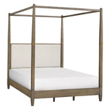 Upholstered Headboard Canopy Bed Brown, Queen *