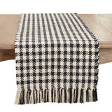 Classic Houndstooth Fringe Table Runner