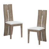 Dining Chair Set of 2 MDF PU Leather Upholstered High Back