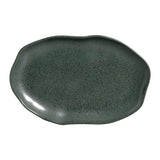 Shallow Oval Platter Medium Stoneware 11.81x7.87" Greenery