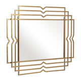 Wall Mirror - Gold Metal Glass Geometric Rectangular, 40 in.
