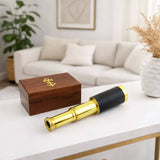 Small Brass Nautical Telescope with Pull-Out Wooden Box