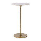End Table - Gold/White Marble Top Metal Round Base, 24 in.