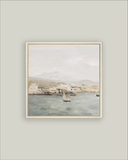 Sailboat Landscape Framed Antique Art