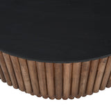 Coffee Table | 34" Round Black Top | Brown Mango Wood