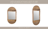 Wall Mirror - Brown Wood Glass Arched Oval Hanging, 34 in.