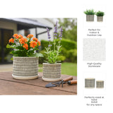 Planters - Ivory Ceramic Line with Saucer (2 SIZES), 6/8 in.
