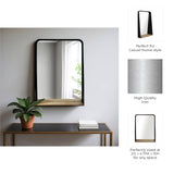 Metal Glass Integrated Shelf Wall Mirror - Black, 30 in.