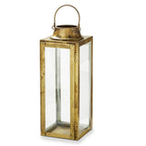 Liam Lantern Tall Antique Brass Pillar Candle Holder
