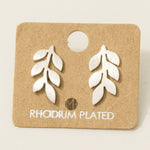 Mini Gold Dipped Leafy Branch Stud Earring