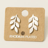 Mini Gold Dipped Leafy Branch Stud Earring