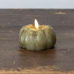 3" GREEN 3D FLAME SHORT PUMPKIN CANDLE