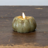 3" GREEN 3D FLAME SHORT PUMPKIN CANDLE