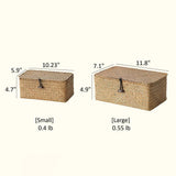 Rectangular Natural Straw Storage Basket with Lid