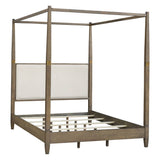 Upholstered Headboard Canopy Bed Brown, Queen *
