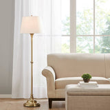 59" Empire Shade Floor Lamp, Antique Brass Gold, White