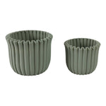 6/8 in. Sage Green Fluted Pottery Planters