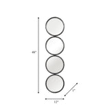 Wall Mirror - Black Wood Glass Modern Four Circles, 48 in.
