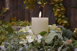 Cream Timered Realistic Flame LED Candle 3x6in C Batts